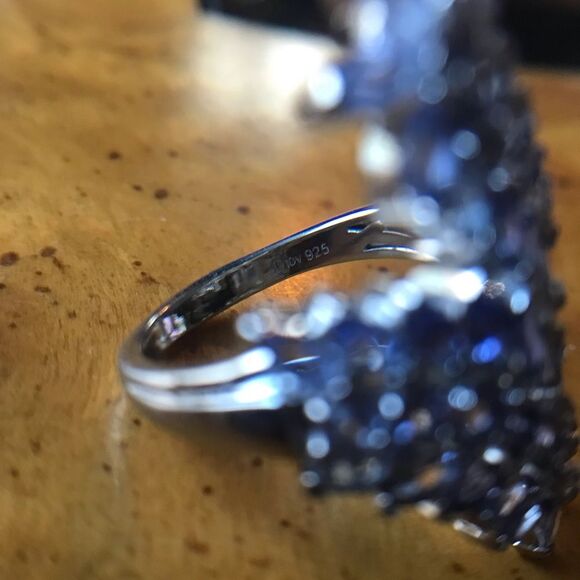 Natural Tanzanite Sterling Silver Bypass Ring Size 7 - Picture 4 of 10